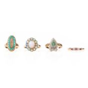 FOUR GEM-SET GOLD RINGS