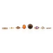 EIGHT GEM-SET 9CT GOLD RINGS