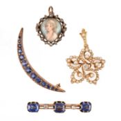 FOUR GEM-SET GOLD BROOCHES, 19TH-20TH CENTURY