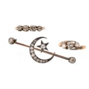 A SELECTION OF DIAMOND SET JEWELLERY, 19TH CENTURY AND LATER