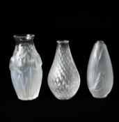 Lalique Three vases - Tulip, Coeur de Fleur, and Vibration