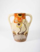 Clarice Cliff (1899-1972) A Rhodanthe pattern twin-handled Lotus vase