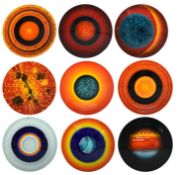 Alan Clarke for Poole Pottery; The set of nine The Planets chargers, 2000