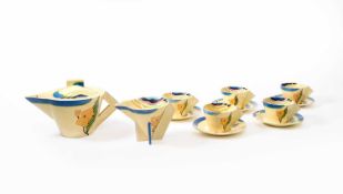 Clarice Cliff (1899-1972) A Lodore pattern conical tea set