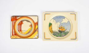 Clarice Cliff (1899-1972) A Coral Firs pattern Biarritz plate