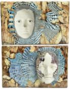 David Burnham Smith (1937-2019) Ariel Confirmed, a porcelain and mixed media diptych, 1995