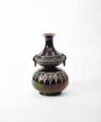 Attributed to Thomas Webb & Sons A bronze glass vase