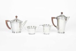Keith Murray for Mappin and Webb; An Art Deco silver plated tea set, circa 1935