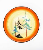 Clarice Cliff (1899-1972) A large Pine Grove Bizarre sample ribbed wall charger