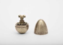 Stuart Devlin (1931-2018) A silver and silver gilt surprise egg, London 1981