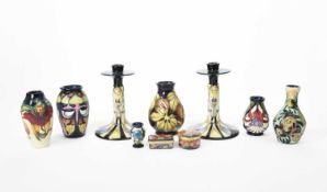 Vicky Lovatt for Moorcroft Pottery, A pair of Bassett Lowke candlestick holders, 2018