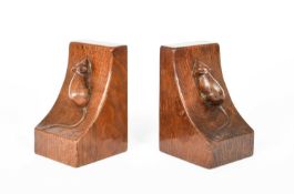 Robert Thompson of Kilburn (1876-1955) A pair of Mouseman bookends, circa 1930