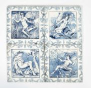 Helen Miles for Wedgwood, A set of four A Midsummer Night's Dream tiles, circa 1880