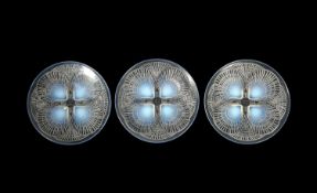 René Lalique (1860-1945) Three Coquilles footed dishes, designed in 1924