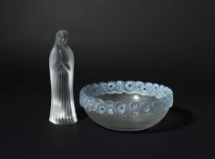Marc Lalique (1900-1977) for Lalique; Vigin with Hands Together glass figure, designed in 1995