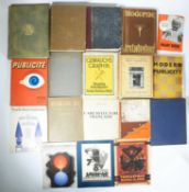 A large collection of books relating to Design, Architecture, and Modern Art