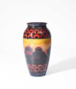 William Moorcroft (1872-1945) for Moorcroft Pottery, A rare and early Flambe Landscape vase