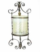 Attributed to W.A.S. Benson (1854-1924) A wrought iron and copper hanging lantern, circa 1895