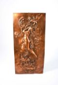 Karl Sterrer (1844-1918) Luna, a German Jugendstil copper plaque