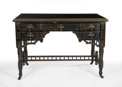 Aesthetic Movement An ebonised and brass writing desk, circa 1880