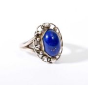Georg Jensen; A silver and hardstone ring