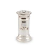 A Victorian novelty silver Post Box pepper pot,
