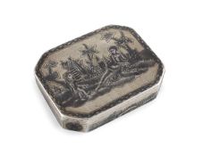 A 19th century Russian silver and niello work snuff box,