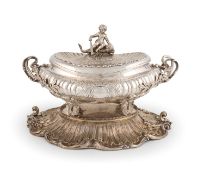 A late-19th century Continental silver two-handled tureen, cover and stand,