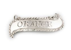 A George III silver wine label,