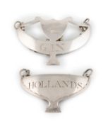 A George III and a George IV silver wine label,