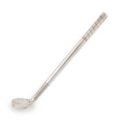 A Victorian novelty silver golf club vesta, stamp and sealing wax case,