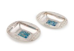 A pair of early-20th century continental Art Nouveau silver opal dishes,