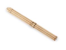An American gold and gilt metal combination dip pen and pencil,
