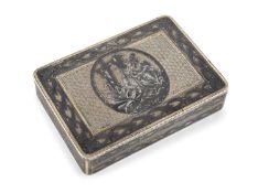 A 19th century Russian silver and niello work snuff box,
