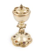 A Victorian gem-set silver-gilt ciborium,