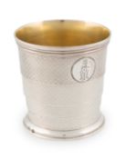 A Victorian travelling collapsible silver beaker,