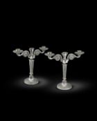 A pair of Victorian silver three-light candelabra,