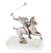 A late-Victorian silver polo player,