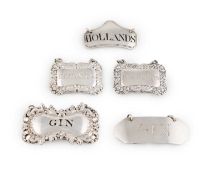 A collection of antique provincial silver wine labels,