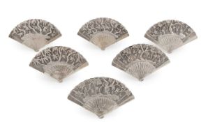 A set of six early-20th century Chinese export silver menu card holders,