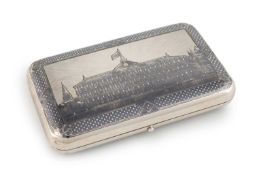 A mid-19th century Russian silver and niello presentation cigar case,