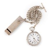 An Edwardian silver butt marker/whistle,