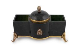 A silver-gilt mounted nephrite inkstand,