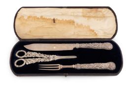 A three-piece Victorian silver serving set,