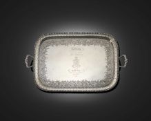 A fine George III Irish regimental presentation silver two-handled tray,