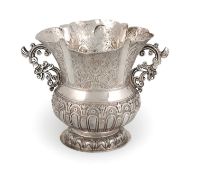 A late-18th/early-19th century South American silver two-handled vase,