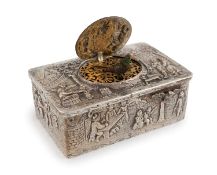 A German silver singing bird box,