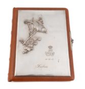 By Fabergé, a late-19th century Russian silver-mounted stamp album cover,