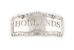 A rare George III silver wine label,