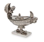 A Victorian silver table cigar lighter/inkwell,
